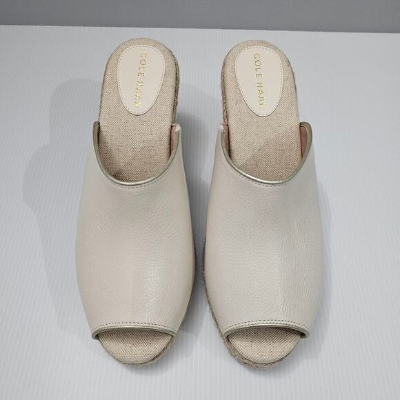 NEW Cole Haan Cloudfeel Southcrest Mule Womens 10 Ivory Leather Wedge Espadrille - Picture 4 of 12